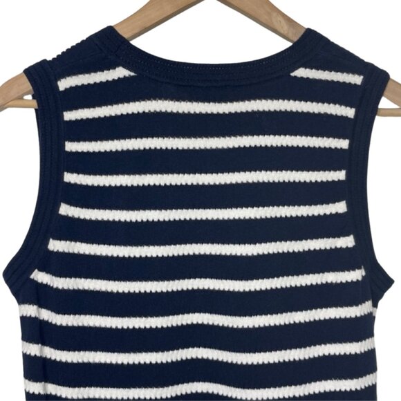 EXPRESS | Women's Blue & White Loose Knit Round Neck Sleeveless Tank | Size L - Picture 7 of 11